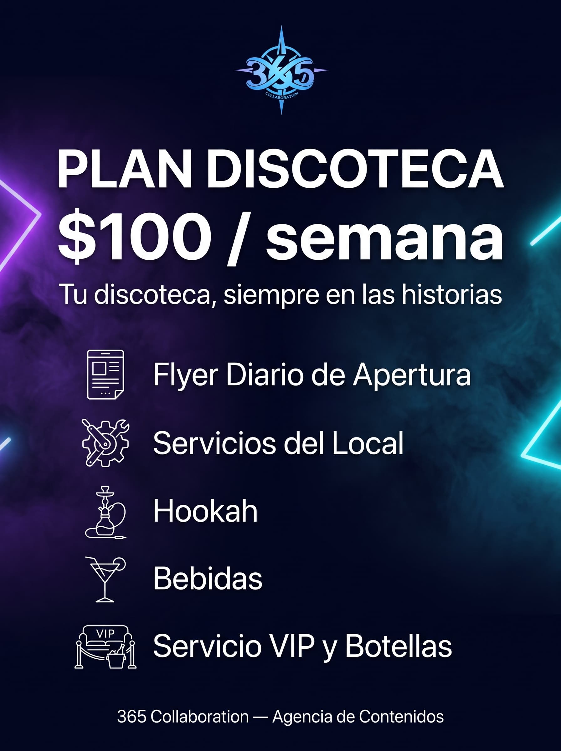 Plan Discotecas: $100/semana
